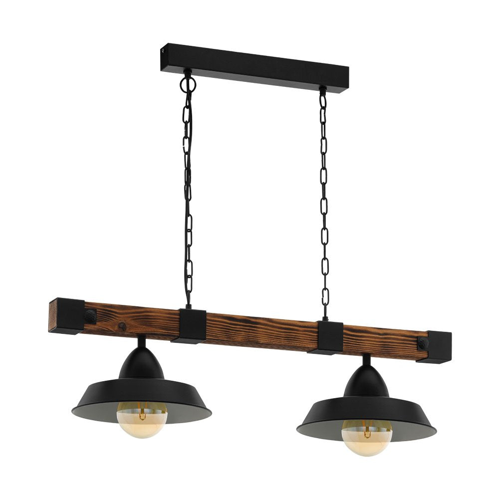 Buy Pendant lights australia - Oldbury 2 Light Pendant Black and Rustic Brown - 49684