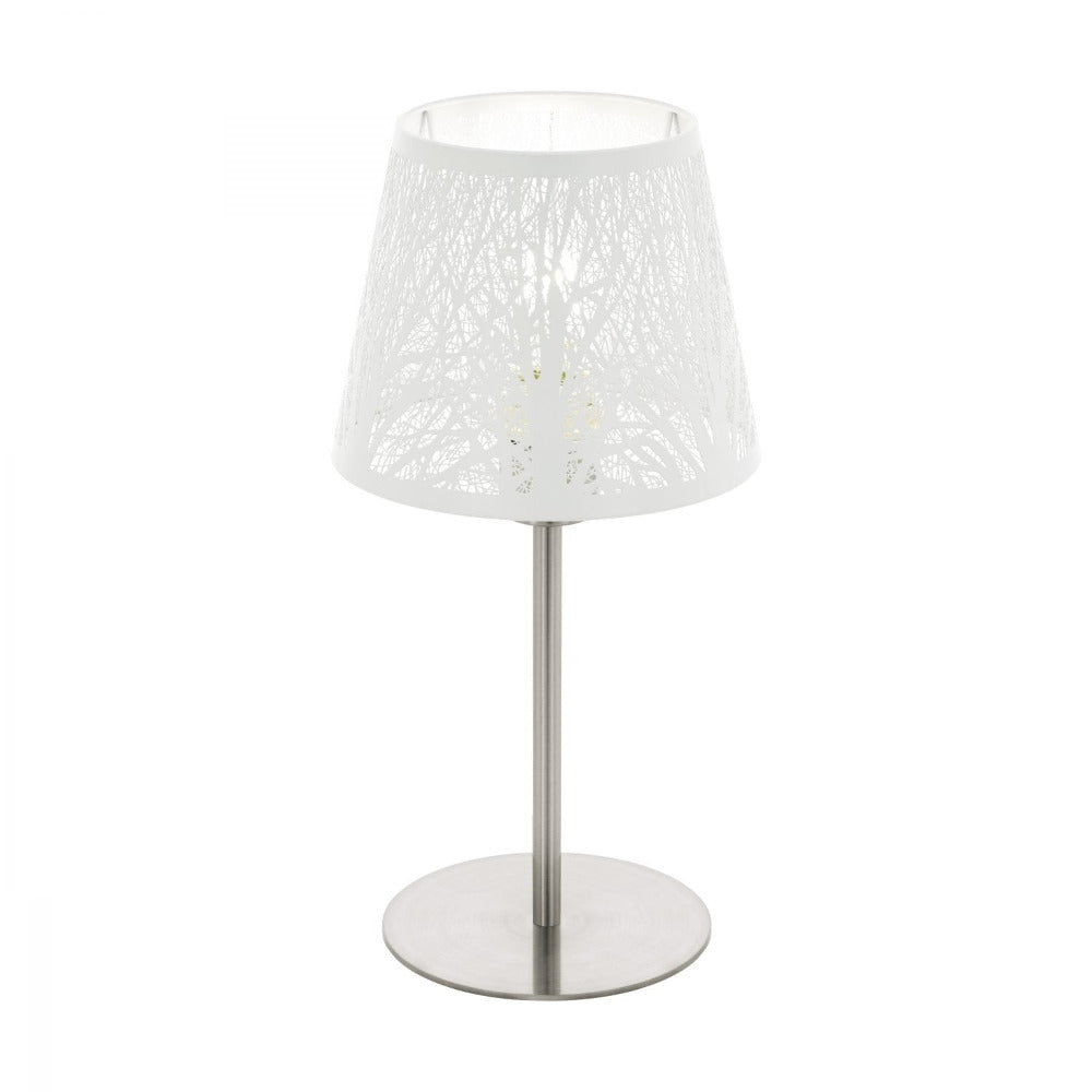 Hambleton 1 Light Table Lamp Satin Nickel & White 350mm - 49844N