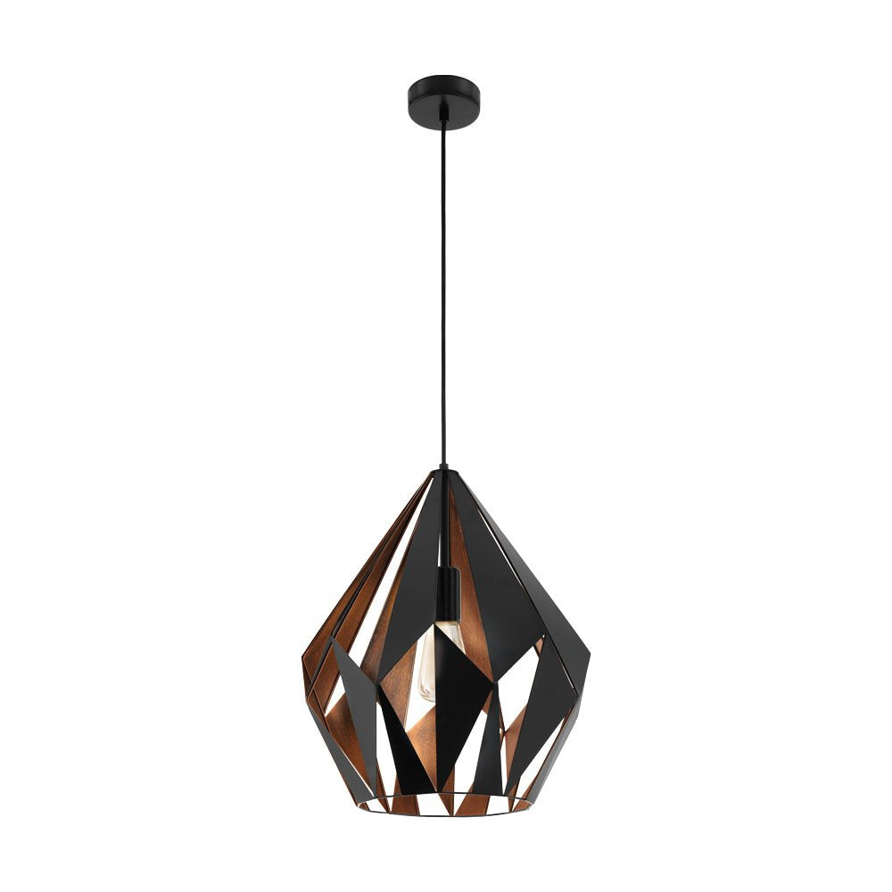 Buy Pendant Lights Australia Carlton 1 Light Pendant Black & Copper Coloured 385mm - 49878
