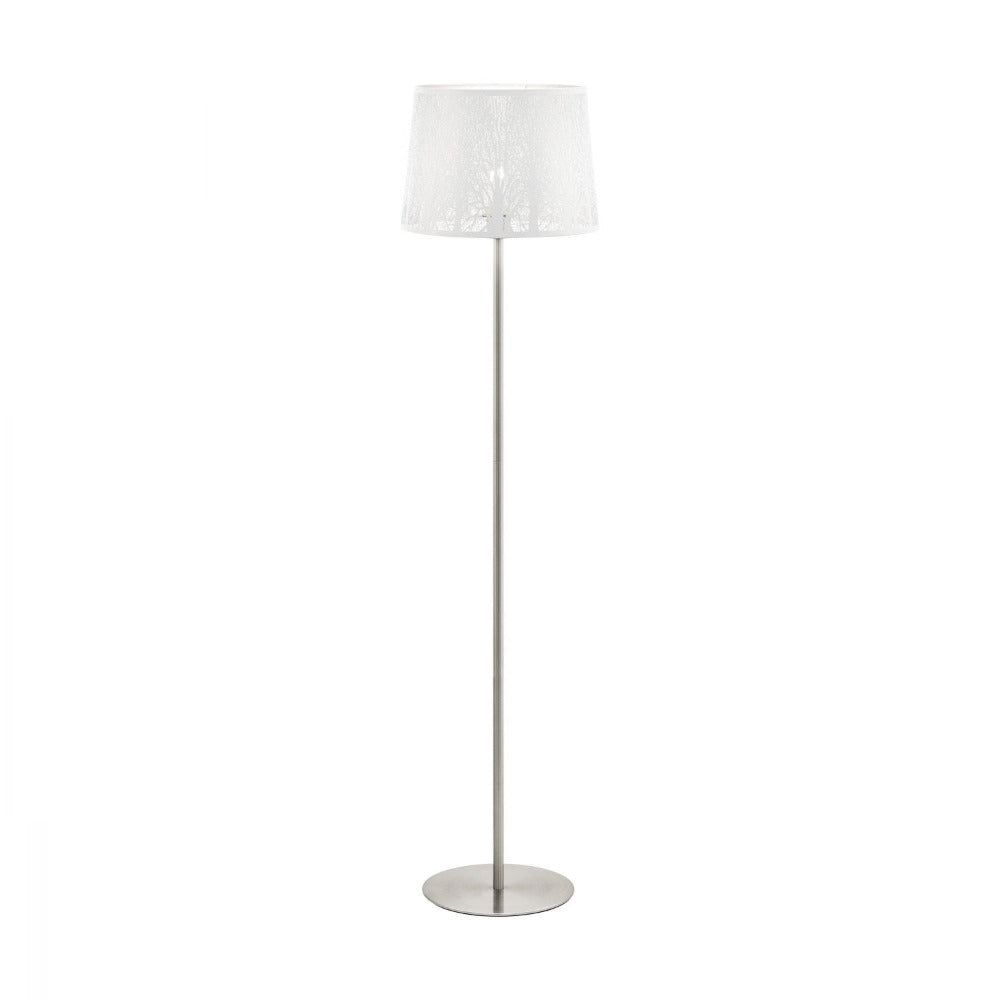 Hambleton 1 Light Floor Lamp Satin Nickel & White 350mm - 49949N
