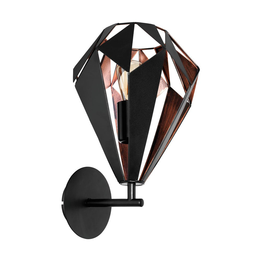 Carlton 1 Light Wall Light Black & Copper Coloured 220mm - 49992