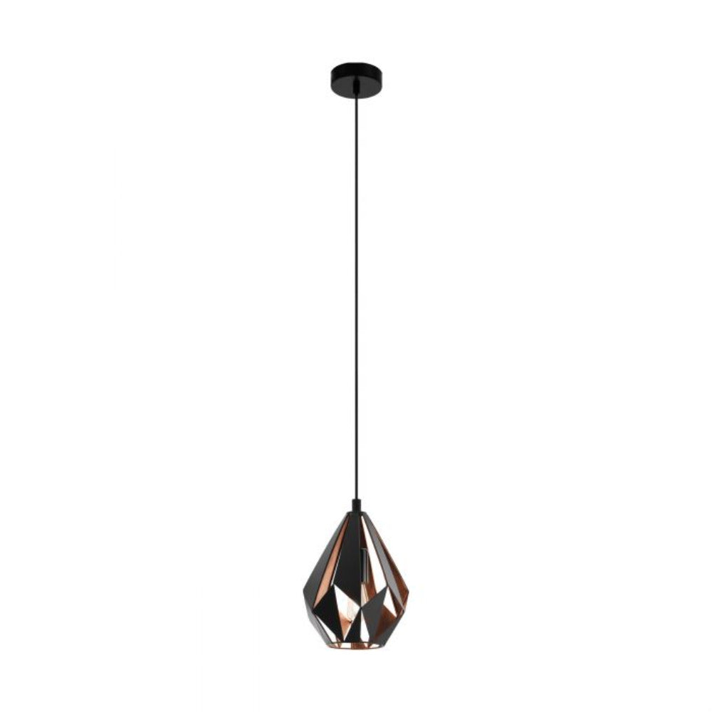 Buy Pendant Lights Australia Carlton 1 Light Pendant Small Black and Copper Steel - 49997N