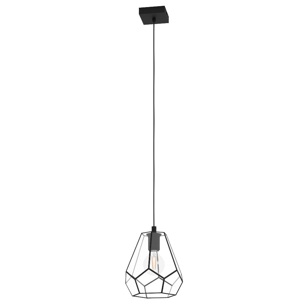 Buy Pendant Lights Australia MARDYKE Pendant Light Black Steel Clear Glass - 43643N