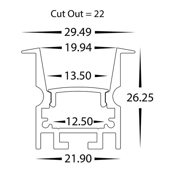 LED Strip Profile H26.25mm Silver Aluminium - HV9695-2926