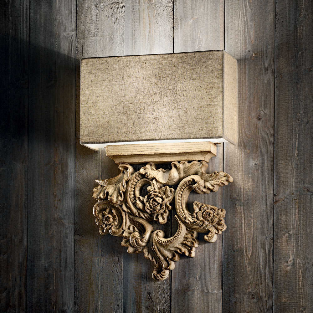 Buy Wall Sconce Australia Peter Ap2 Wall Sconce 2 Lights Canvas Resin & Wood - 075211