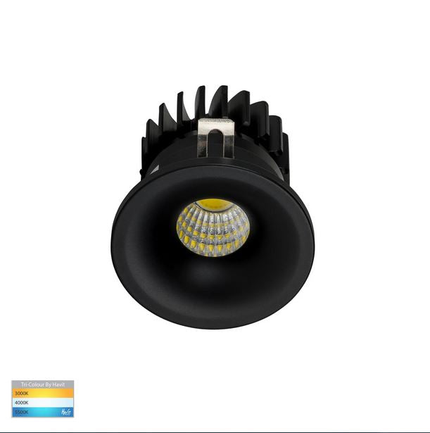 Niche Round Recessed LED Downlight Black Aluminium 3 CCT - HV5702T-BLK