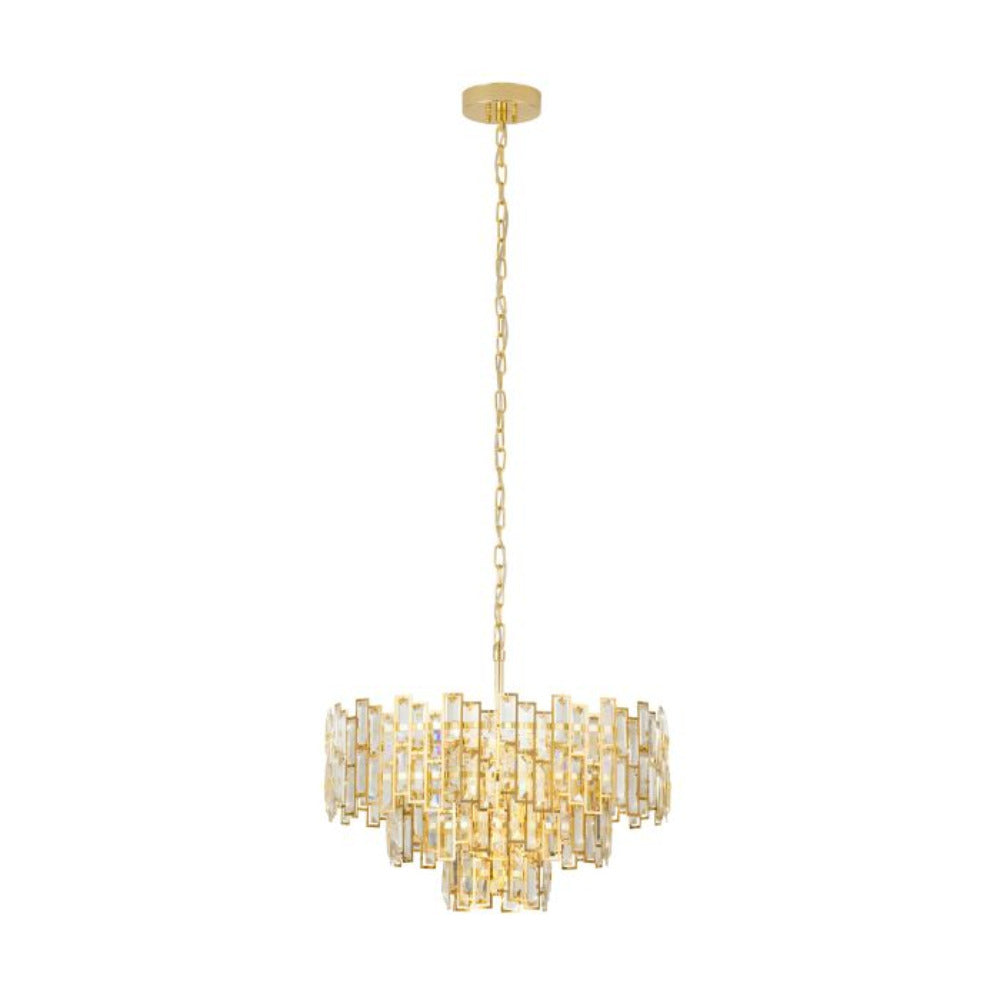 Buy Crystal Pendant Lights Australia Calmeilles Crystal Pendant 10 Lights W630mm Brass Steel - 39613