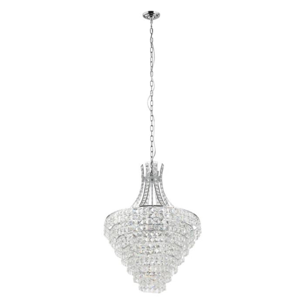 Buy Crystal Pendant Lights Australia Beires Crystal Pendant 10 Lights Chrome Steel Brilliant Glass - 390264