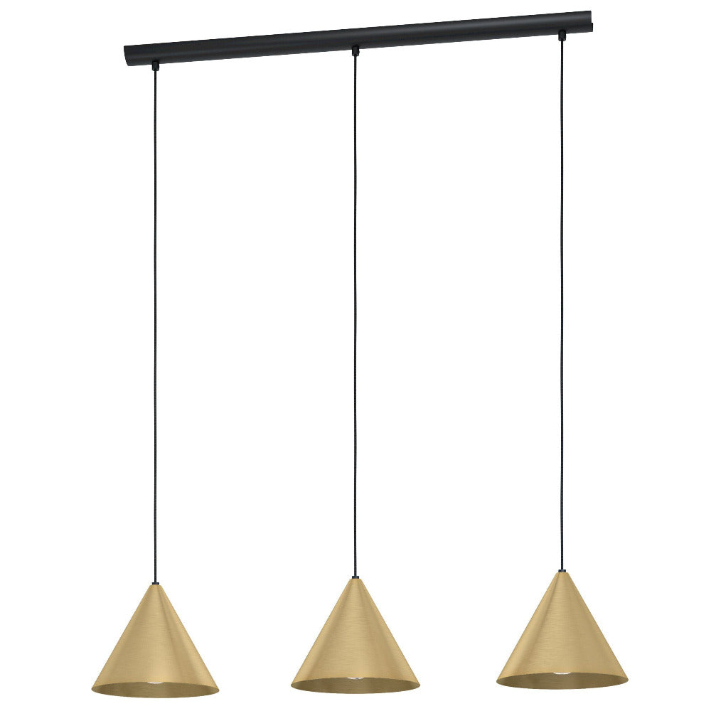 Buy Pendant Lights Australia NARICES Pendent 3 Lights Black / Brushed Brass Steel -99592N