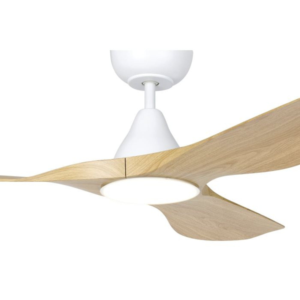 Surf DC Ceiling Fan 48" Oak LED Light Matt White - 20549716