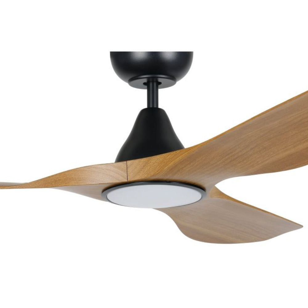 Buy DC Ceiling Fans With Light Australia Surf DC Ceiling Fan 48" Burmese Teak LED Light Matt Black - 20549717