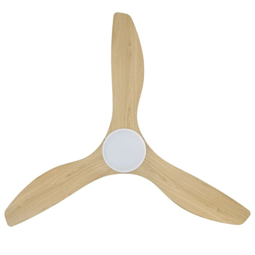 Buy DC Ceiling Fans With Light Australia Surf DC Ceiling Fan 52" Oak LED Light Matt White - 20549916