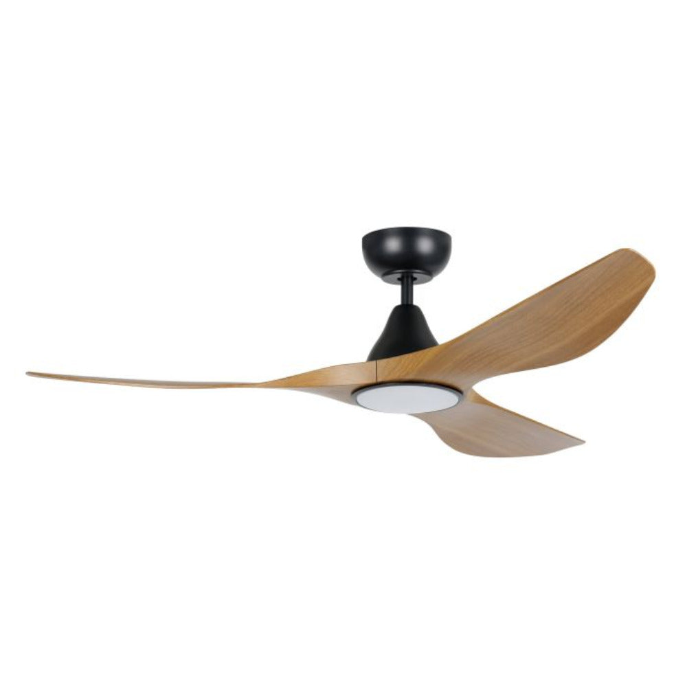 Buy DC Ceiling Fans With Light Australia Surf DC Ceiling Fan 48" Burmese Teak LED Light Matt Black - 20549717