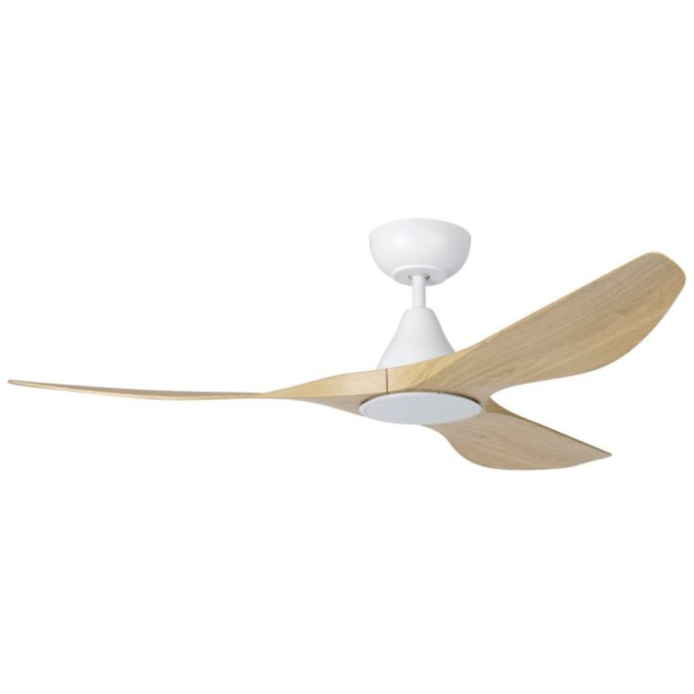 Buy DC Ceiling Fans With Light Australia Surf DC Ceiling Fan 52" Oak LED Light Matt White - 20549916