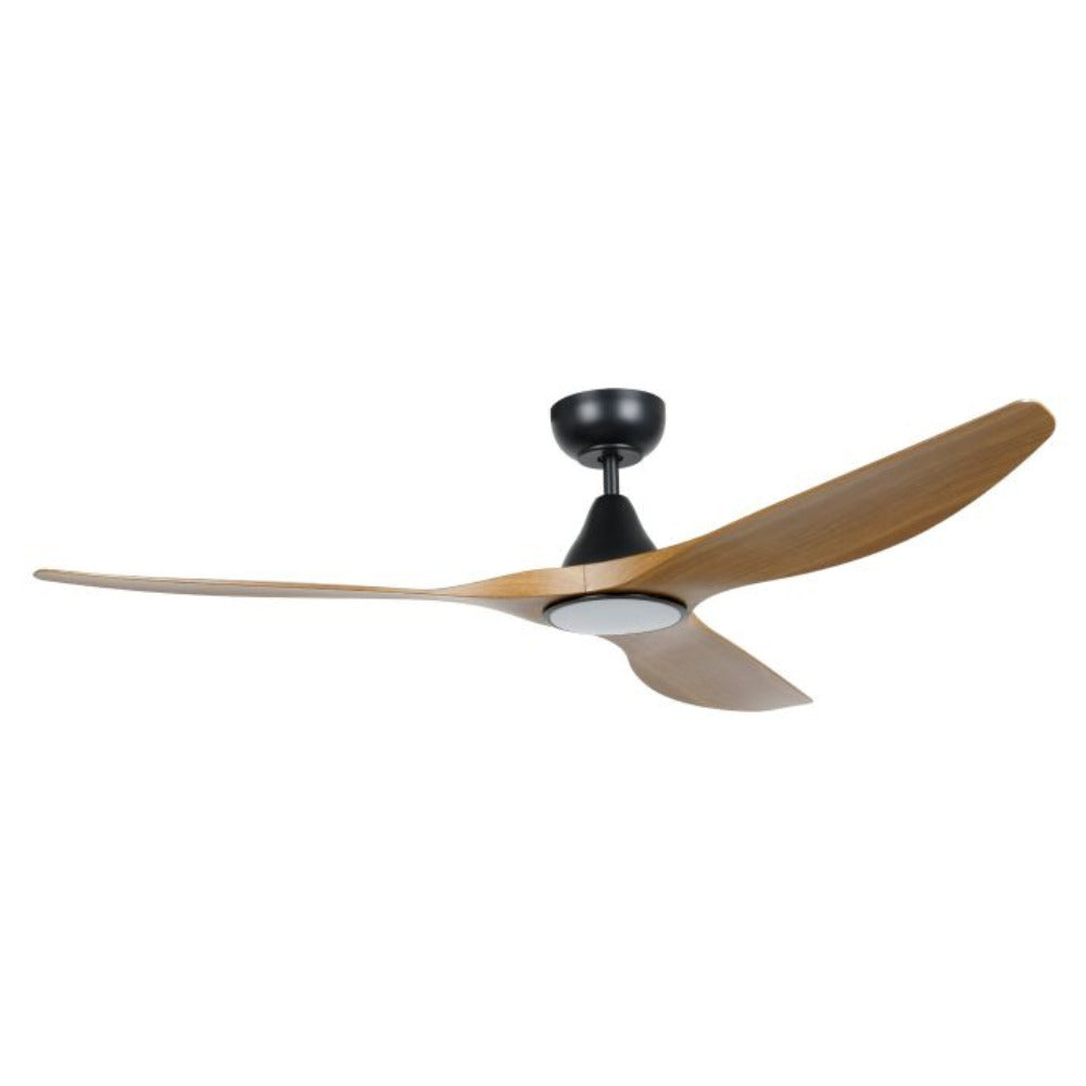 Buy DC Ceiling Fans With Light Australia Surf DC Ceiling Fan 60" Burmese Teak LED Light Matt Black - 20550217