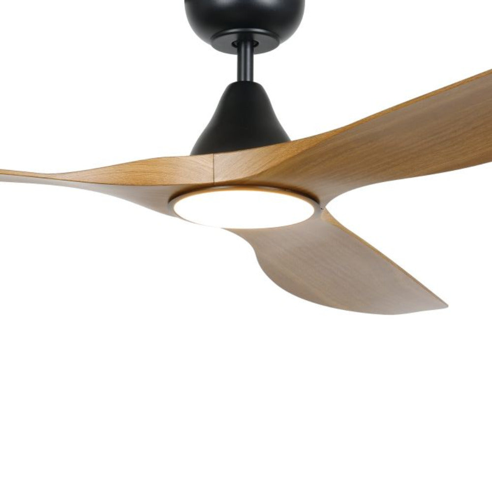 Buy DC Ceiling Fans With Light Australia Surf DC Ceiling Fan 60" Burmese Teak LED Light Matt Black - 20550217