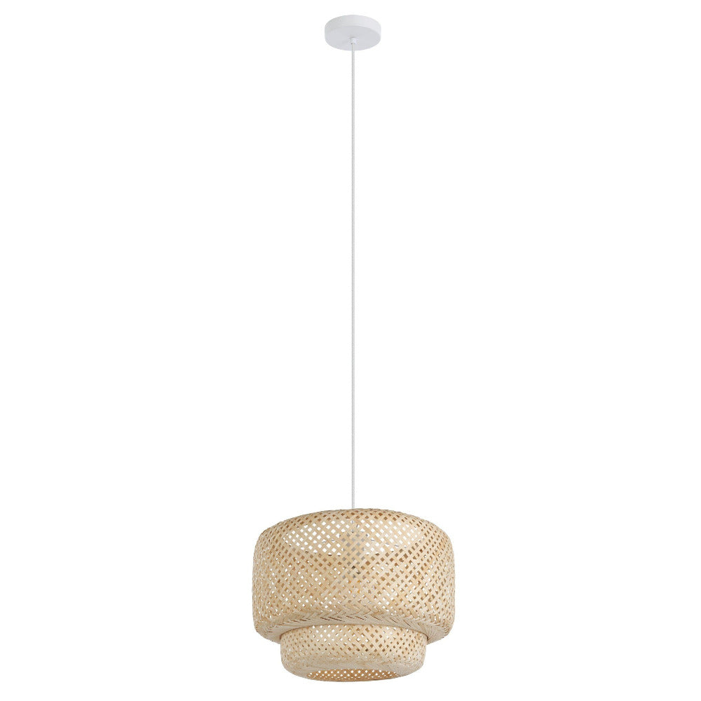 Buy Pendant Lights Australia Hettonle Pendant Light White Steel Natural Wood - 43868N