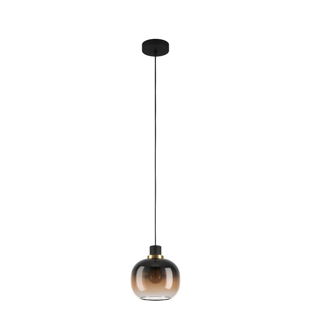 Buy Pendant Lights Australia OILELLA Pendent Light Black / Brass Steel Black Brown Glass - 99614N