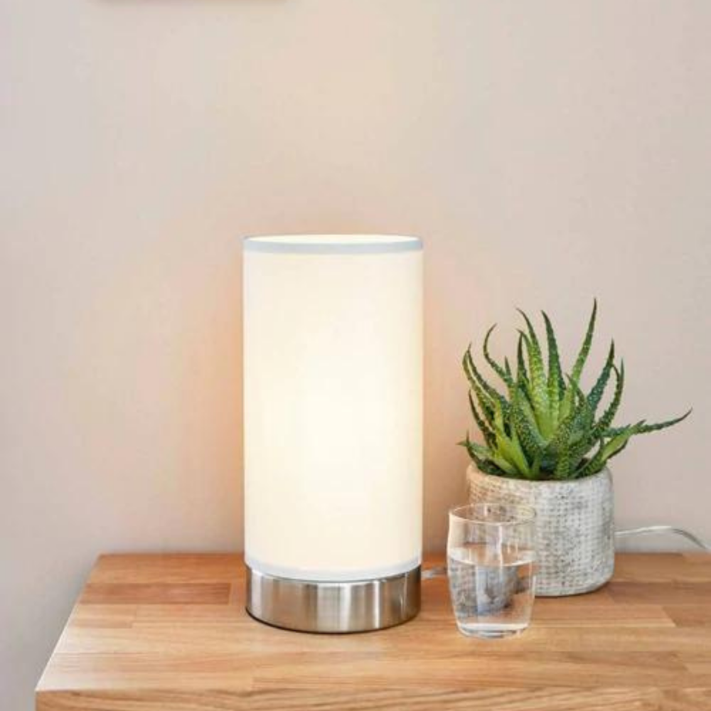 Buy Table Lamps Australia Pasteri 1 Light Touch Table Lamp Satin Nickel & White - 95118N