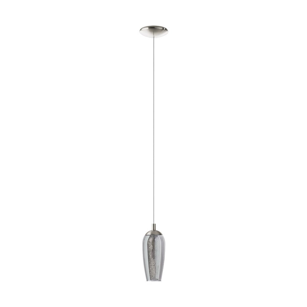 Buy Mini Pendants Australia Farsala 1 Light Pendant Satine Nickel, Granite & Clear 125mm - 96343