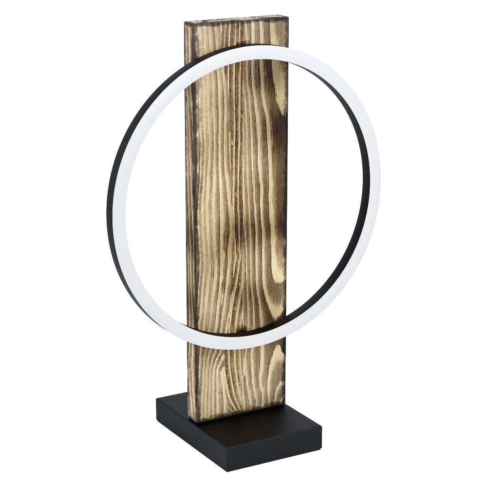 Buy Table Lamps Australia Boyal 12W LED Table Lamp 3000K Black With Rustic Wood - 99457N