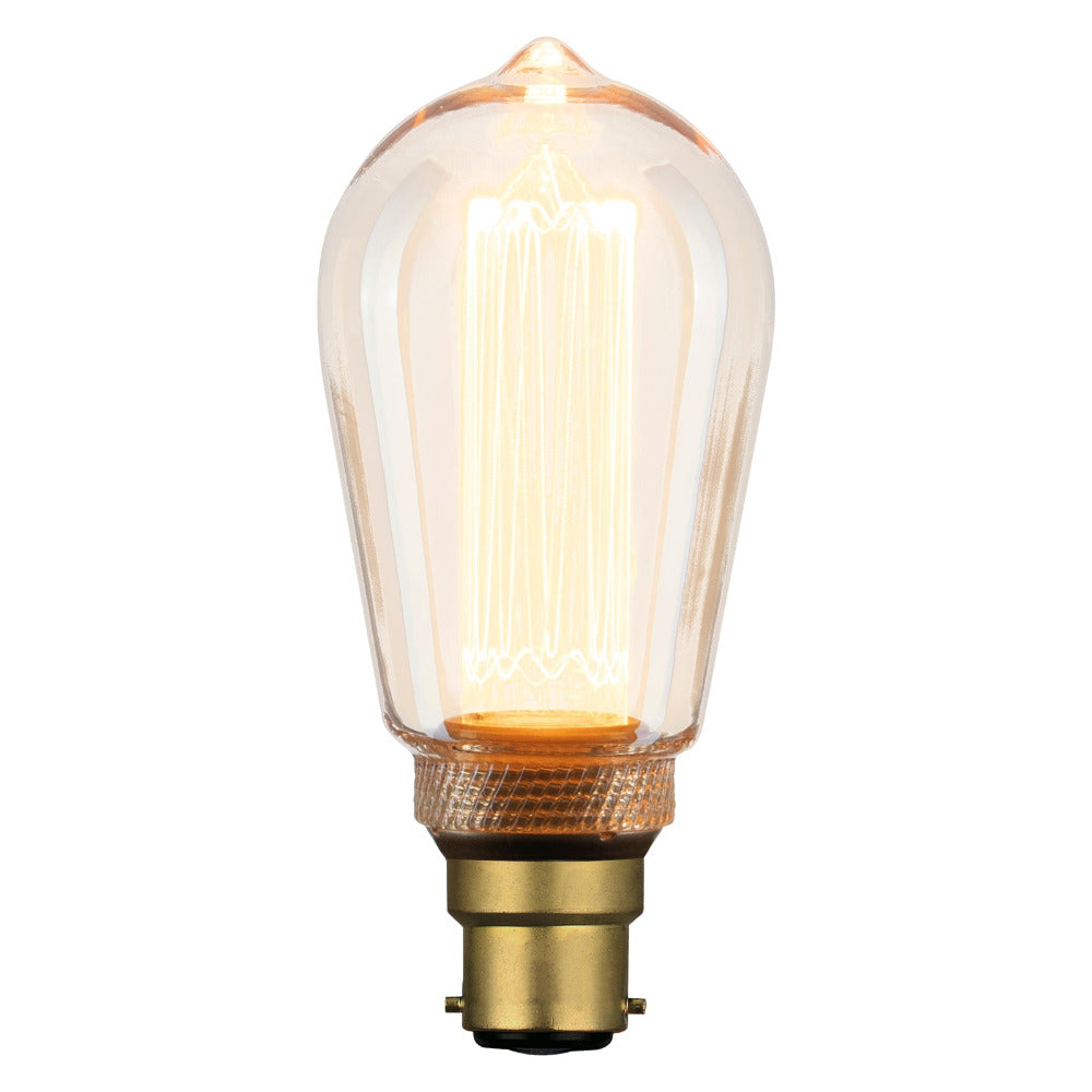 Vintage Decorative LED ST64 Globe BC 4W 240V Amber Glass - 9B22LED22