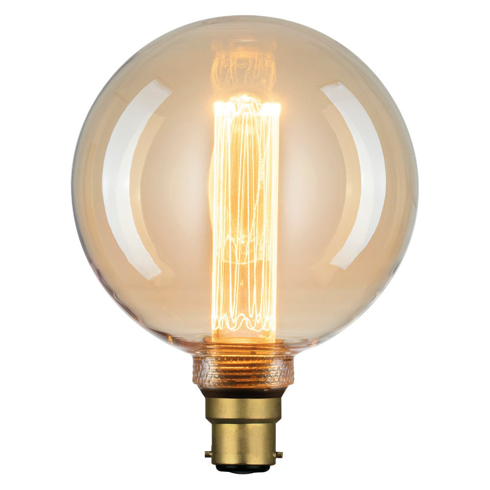 Vintage Decorative LED G125 Globe BC 4W 240V Amber Glass - 9B22LED24