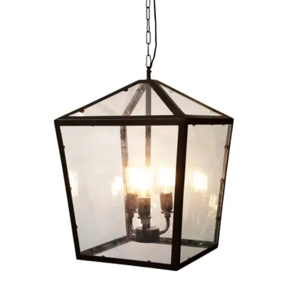 Buy Pendant Lights Australia Melrose Pendant 3 Lights Black Iron / Glass - ELHK2128