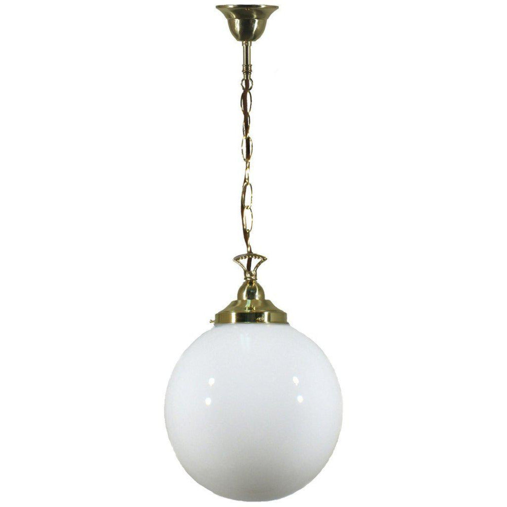 Buy Pendant Lights Australia Single Chain Pendant Brass With 10" Sphere Opal Glass - 3001190