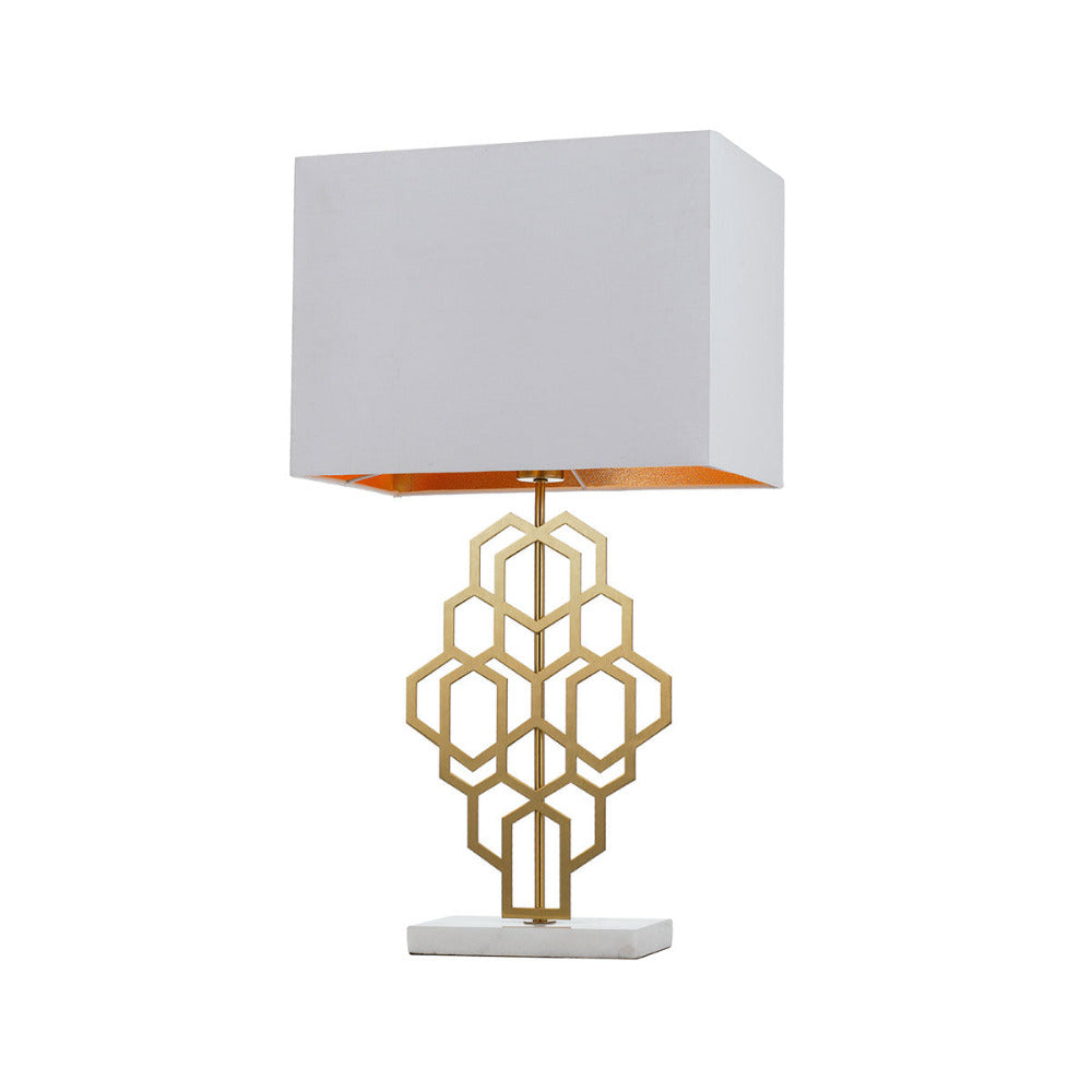 Akron 1 Light Large Table Lamp White & Antique Gold - AKRON TLL-WHAG