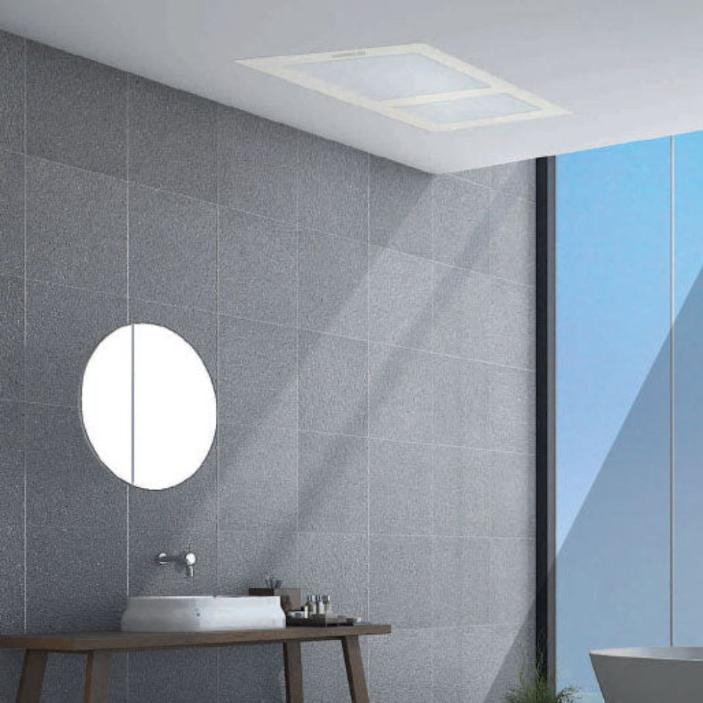 Aspire 2 x 400W Halogen 3 in 1 Bathroom Heater & High Extraction Exhaust Fan with LED Tricolour Panel Light White - MBHA800W