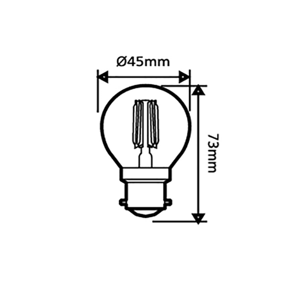 Buy LED Filament Globes Australia Fancy Round LED Filament Globe BC 4W 240V Glass 6000K - CF31DIM