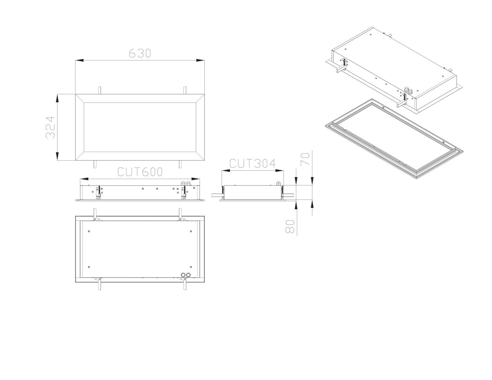 LED Panel Light W324mm 34W White Aluminium 4000K - S9794/306CW