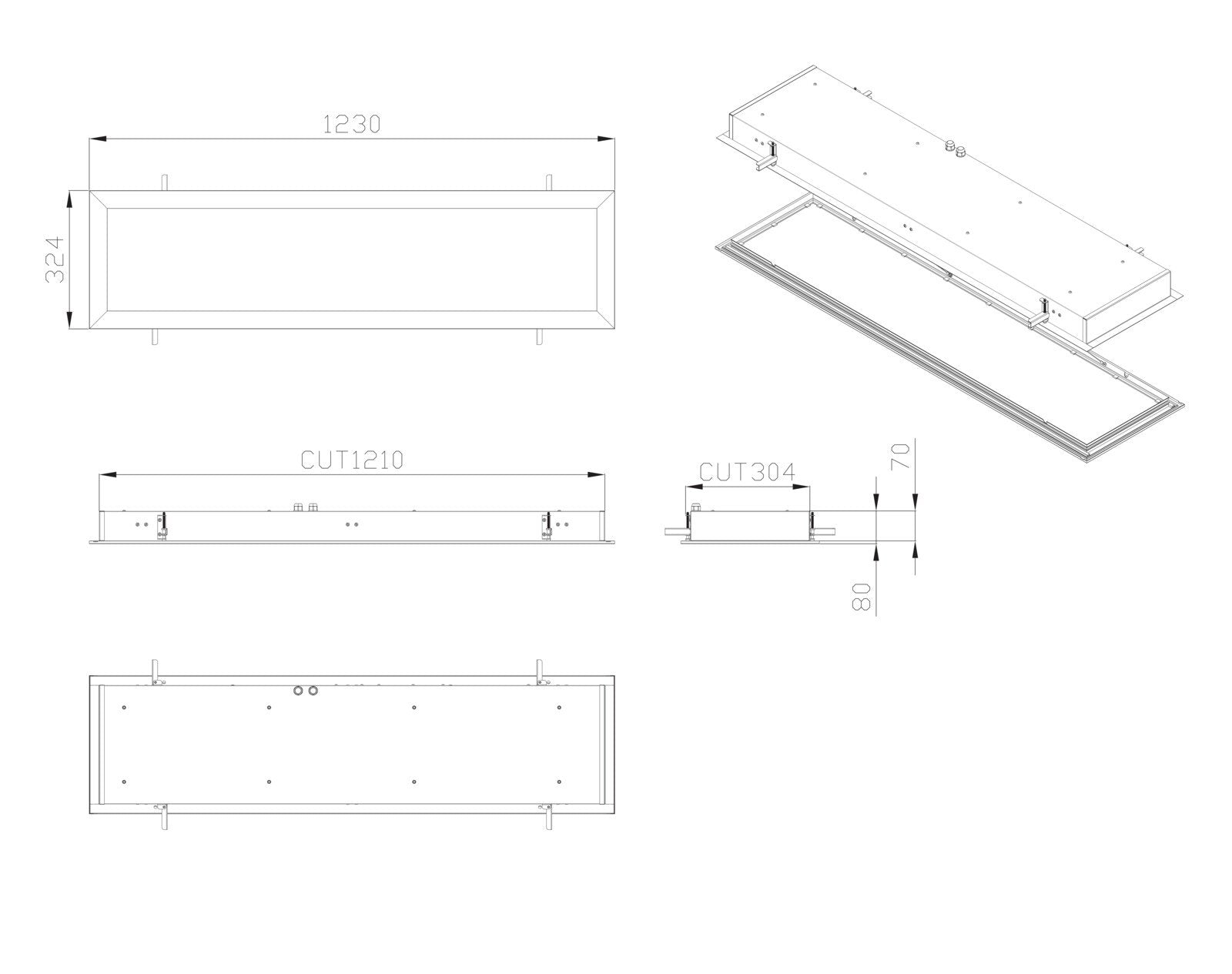 LED Panel Light W324mm 53W White Aluminium 4000K - S9794/312CW