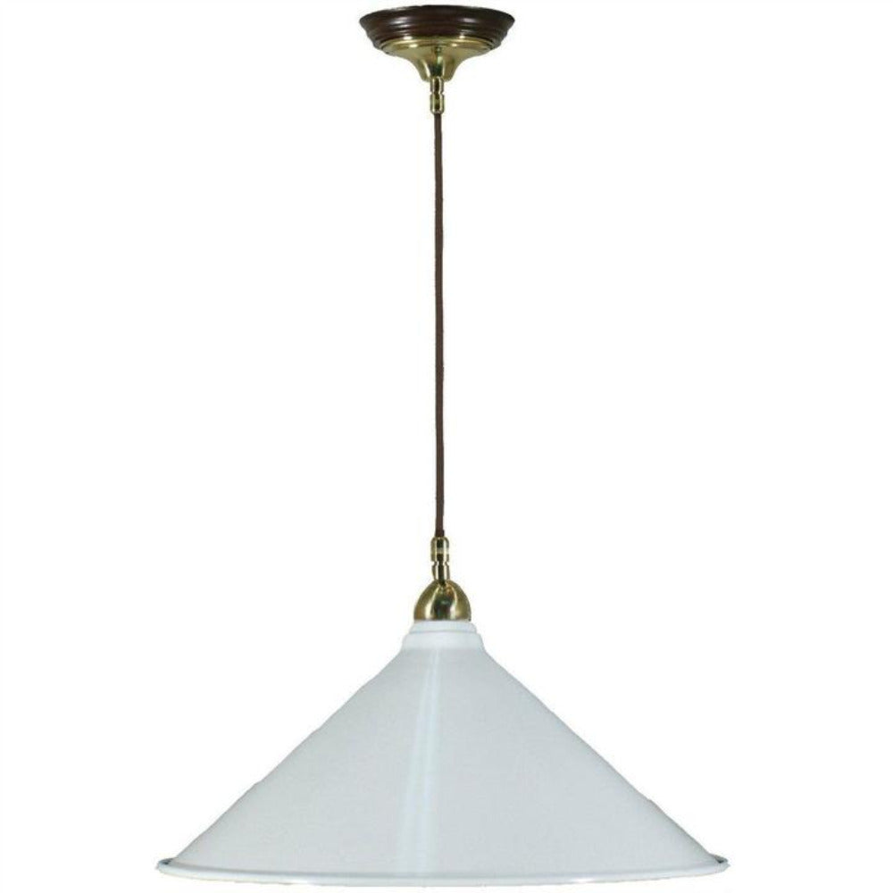 Single Cord Pendant Brass With 390mm Edwardian White Shade - 3000131