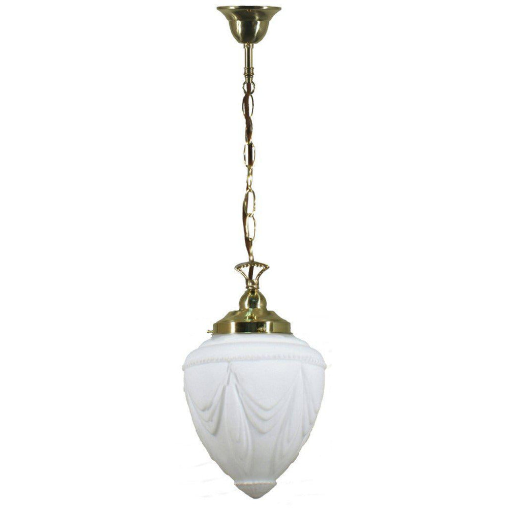 Buy Pendant Lights Australia Single Chain Pendant Brass With 8" Empire Opal Matt Glass - 3001192