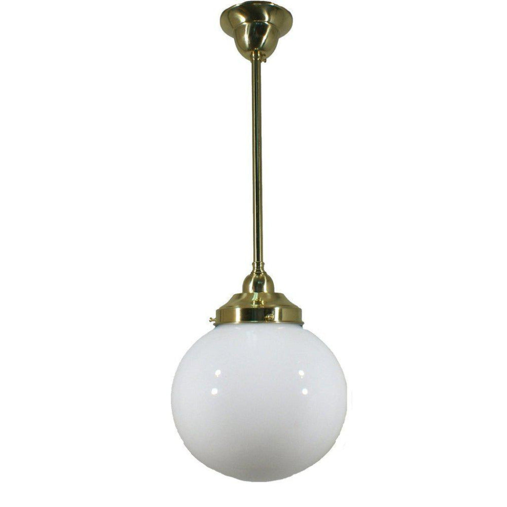 Buy Pendant Lights Australia Single Rod Pendant Brass With 8" Sphere Opal Glass - 3000254