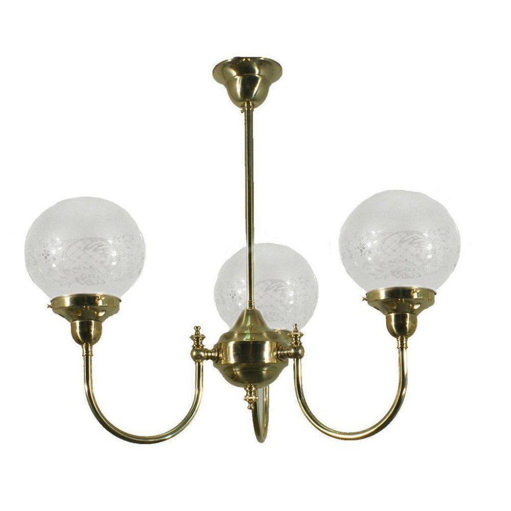 Luke 3 Light Pendant Brass With Sheffield Glass - 3000189