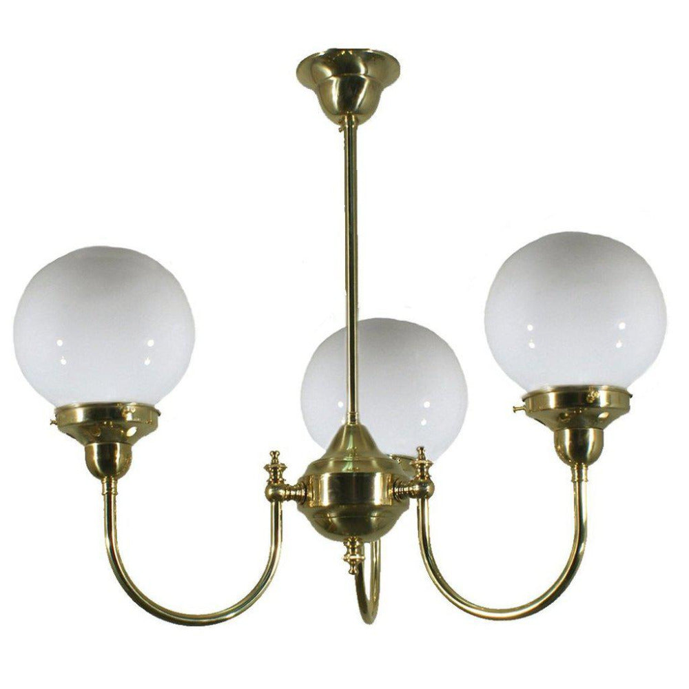 Luke 3 Light Pendant Brass With Sphere Opal Glass - 3000188