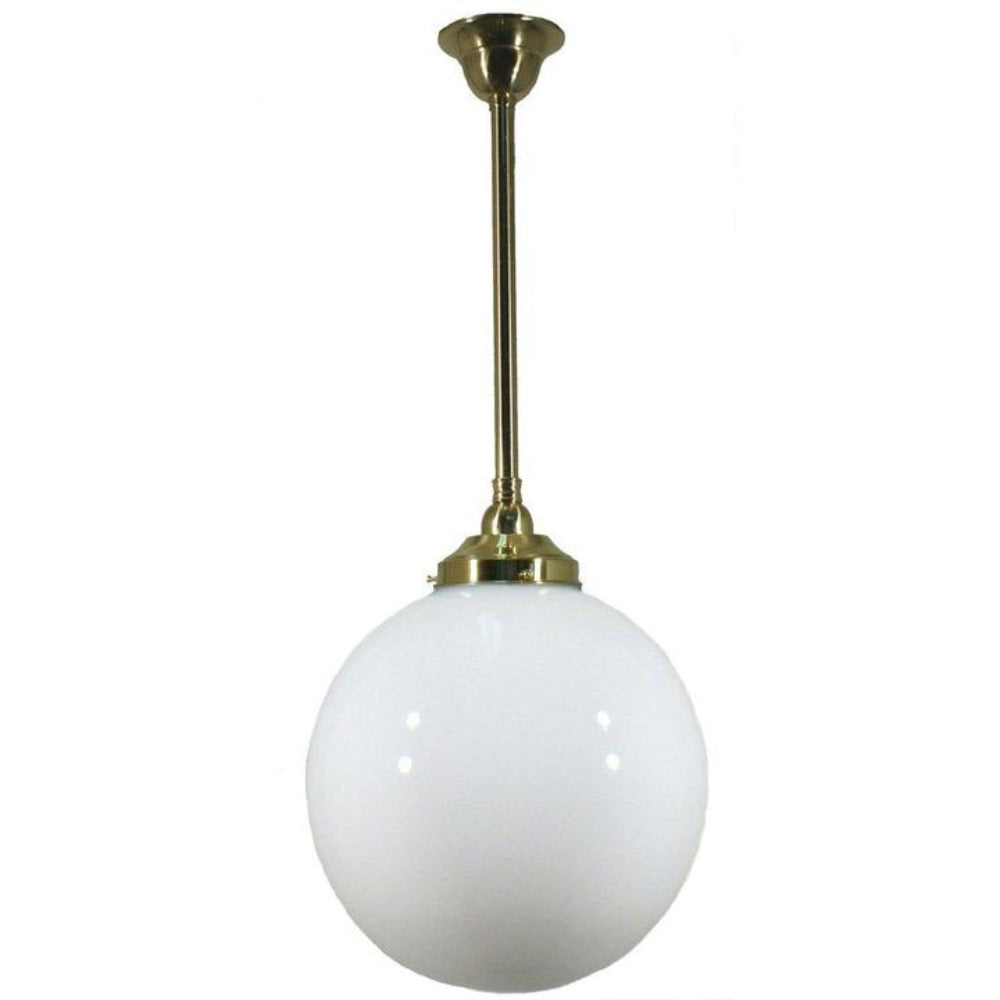 Single Rod Pendant Brass With 12" Sphere Opal Glass - 3000278