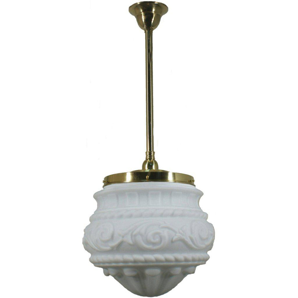 Buy Pendant Lights Australia Single Rod Pendant Brass With 12" Premier Opal Matt Glass - 3000280