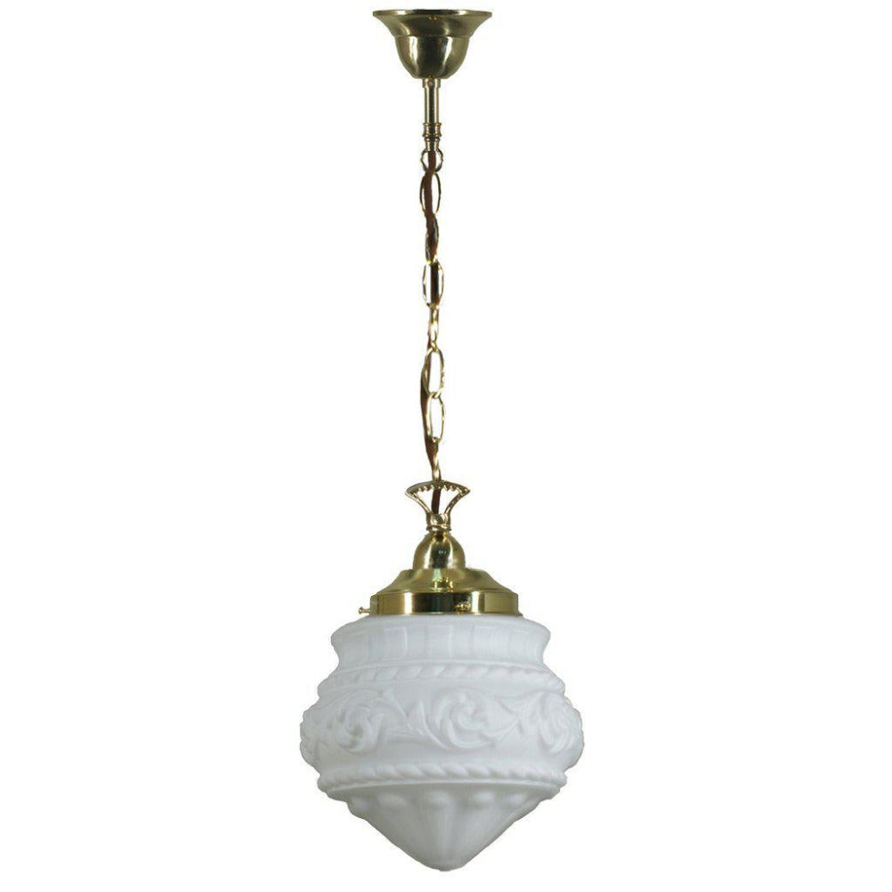 Buy Pendant Lights Australia Single Chain Pendant Brass With 8" Premier Opal Matt Glass - 3001193