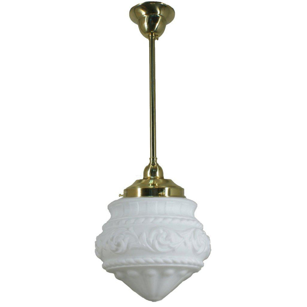 Buy Pendant Lights Australia Single Rod Pendant Brass With 8" Premier Opal Matt Glass - 3000256