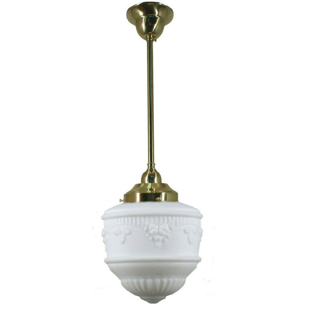 Single Rod Pendant Brass With 8" Senator Opal Matt Glass - 3000257