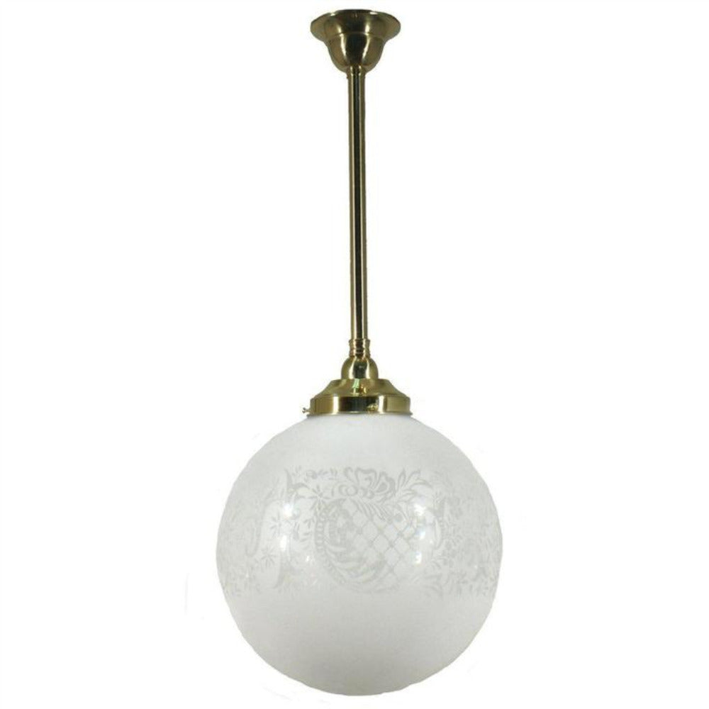 Buy Pendant Lights Australia Single Rod Pendant Brass With 12" Sheffield Glass - 3000281