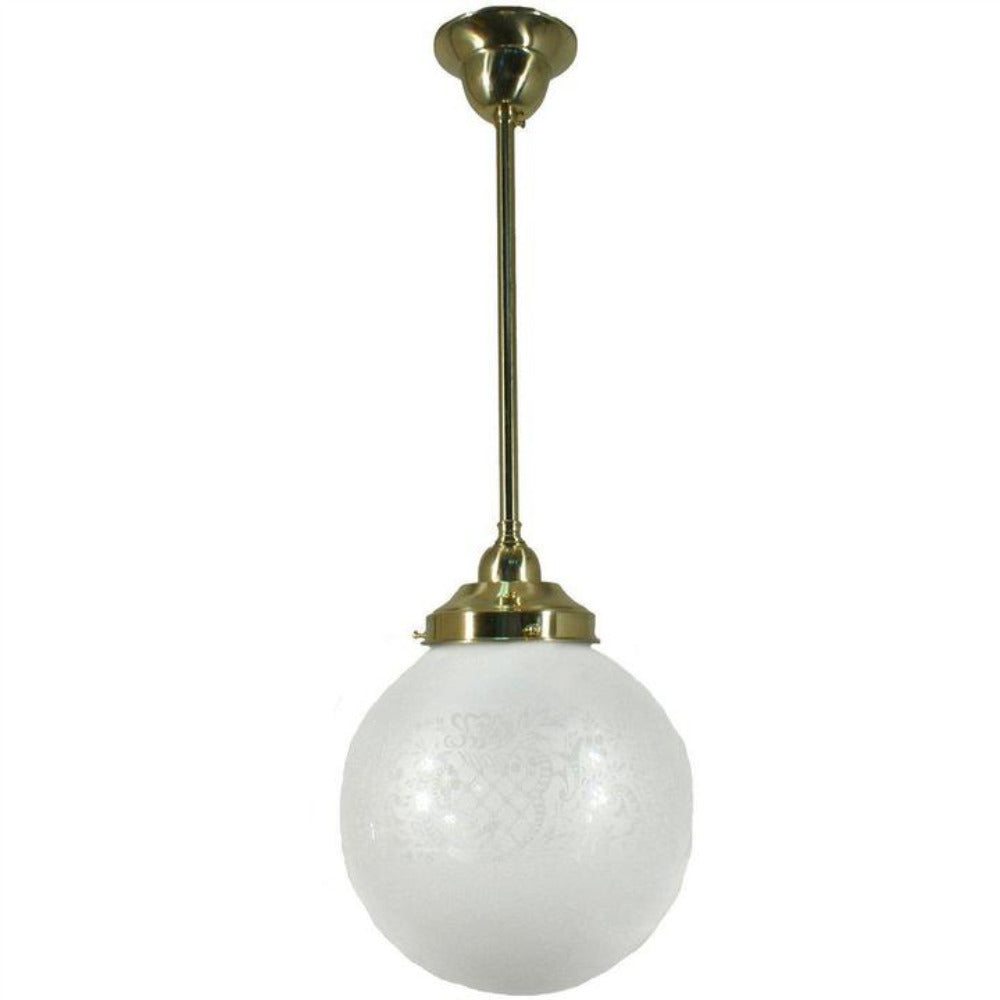 Buy Pendant Lights Australia Single Rod Pendant Brass With 8" Sheffield Glass - 3000258