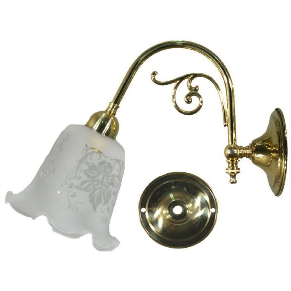 Victoriana Wall Light Brass With 5008 Frost Etched Glass - 3000316