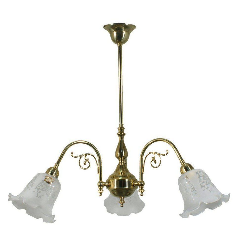 Victoriana 3 Light Brass Pendant With 5008 Frost Etched Glass - 3000320