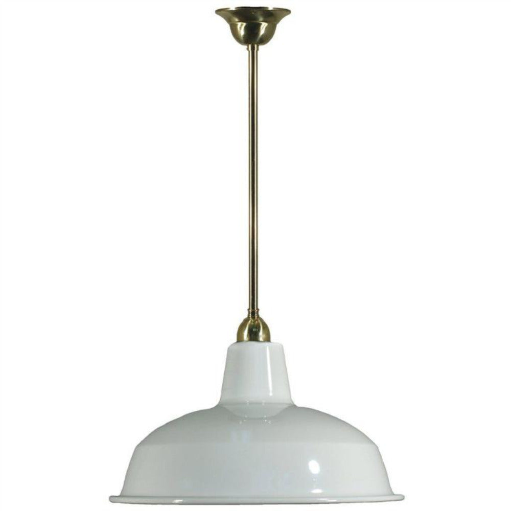 Single Rod Pendant Brass With 300mm Warehouse White Shade - 3000277
