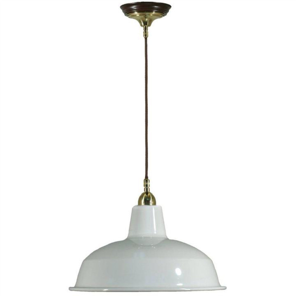 Single Cord Pendant Brass With 300mm Warehouse White Shade - 3000107